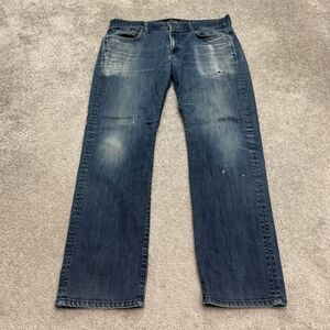 7 For all Mankind Luxe Performance The Straight Denim Jeans Mens 36 Blue Ripped